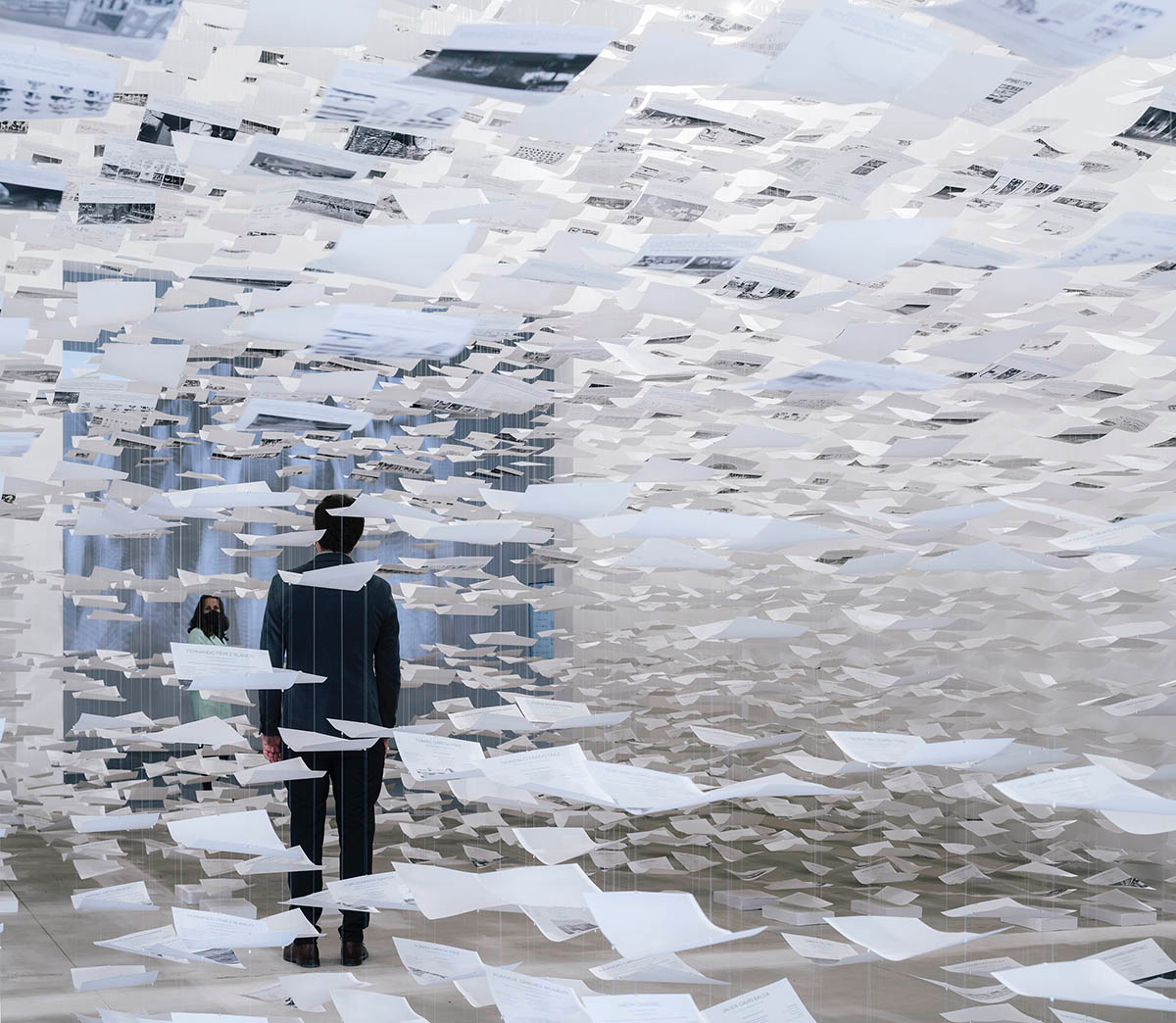 Spanish Pavilion suspends thousands of sheets of paper presenting Uncertainty at Venice Biennale