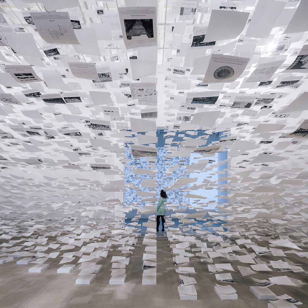 Spanish Pavilion suspends thousands of sheets of paper presenting Uncertainty at Venice Biennale