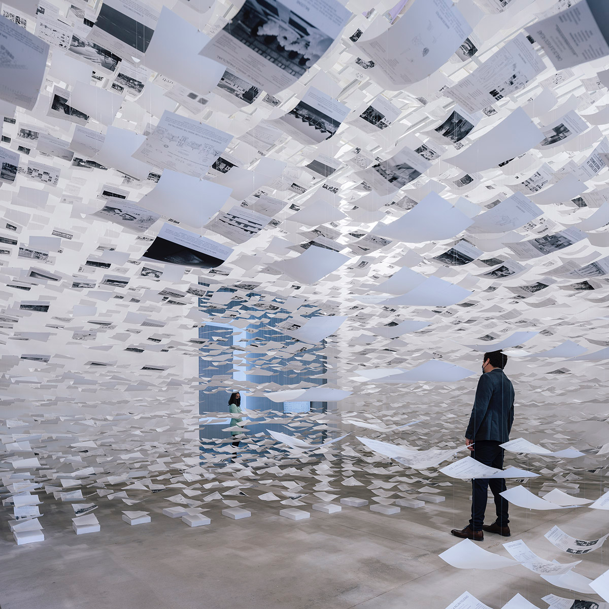 Spanish Pavilion suspends thousands of sheets of paper presenting Uncertainty at Venice Biennale