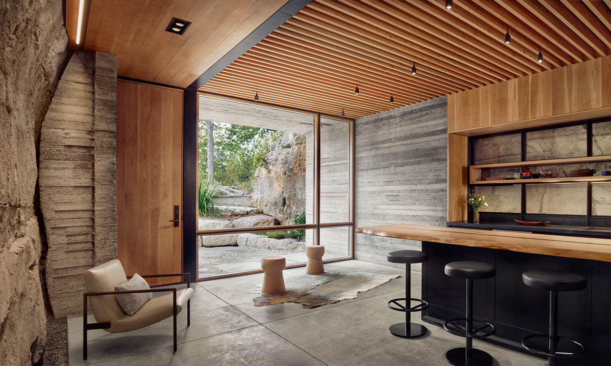 Clayton Korte creates private wine cave embedded into native landscape of Texas hillside