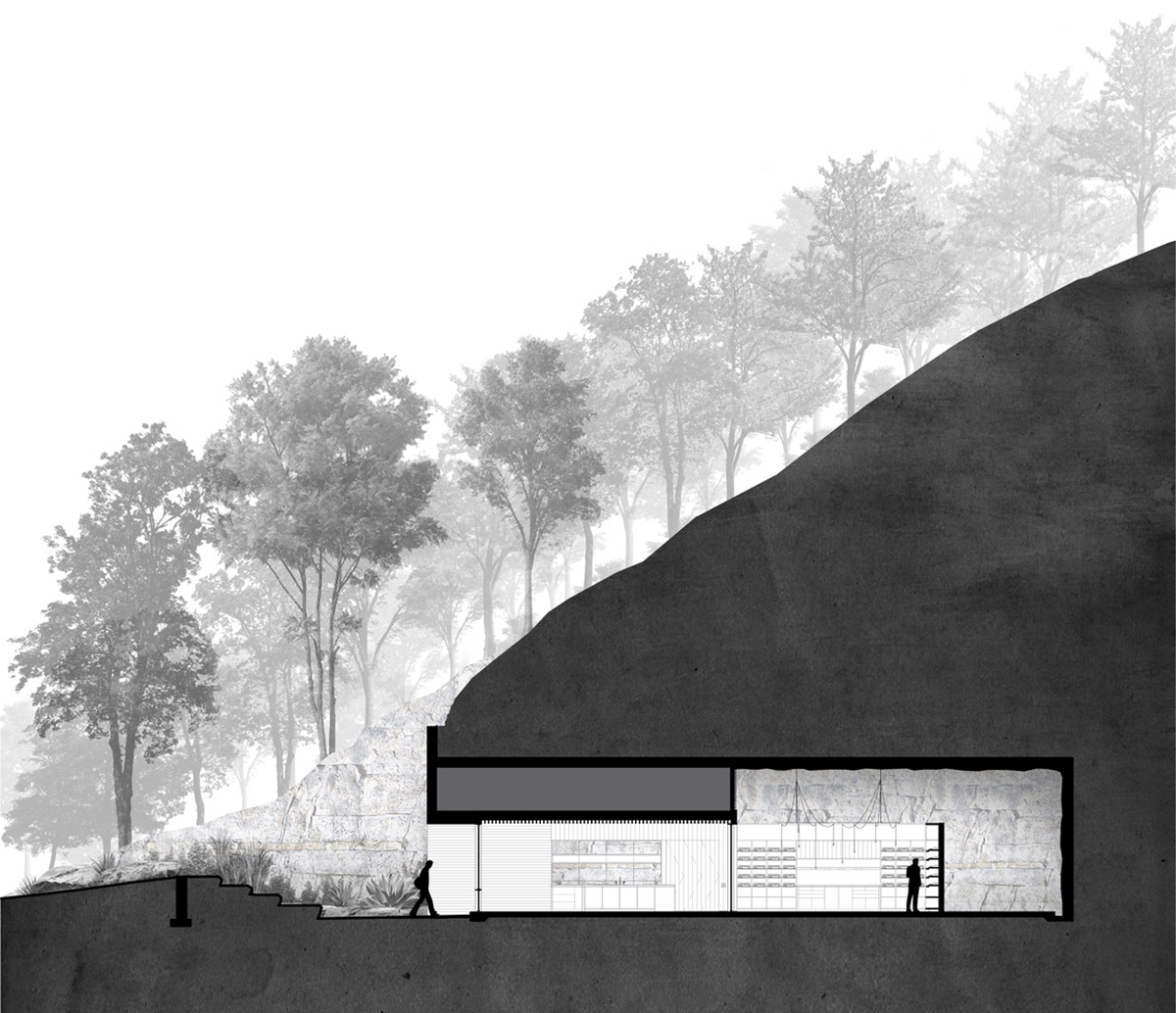 Clayton Korte creates private wine cave embedded into native landscape of Texas hillside