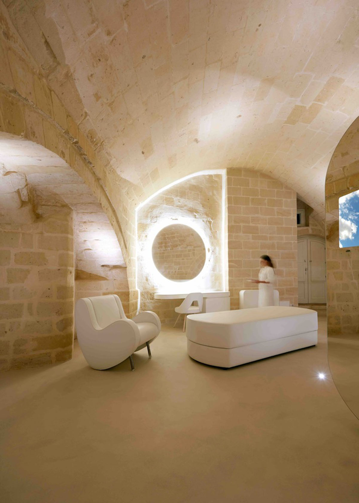 Interiors of this cave hotel and spa by Simone Micheli act like work of art with excavated surfaces