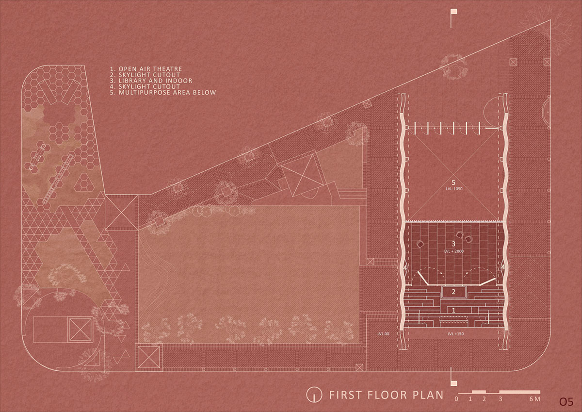 PMA madhushala's community center features undulating and artistic brick walls in Pune