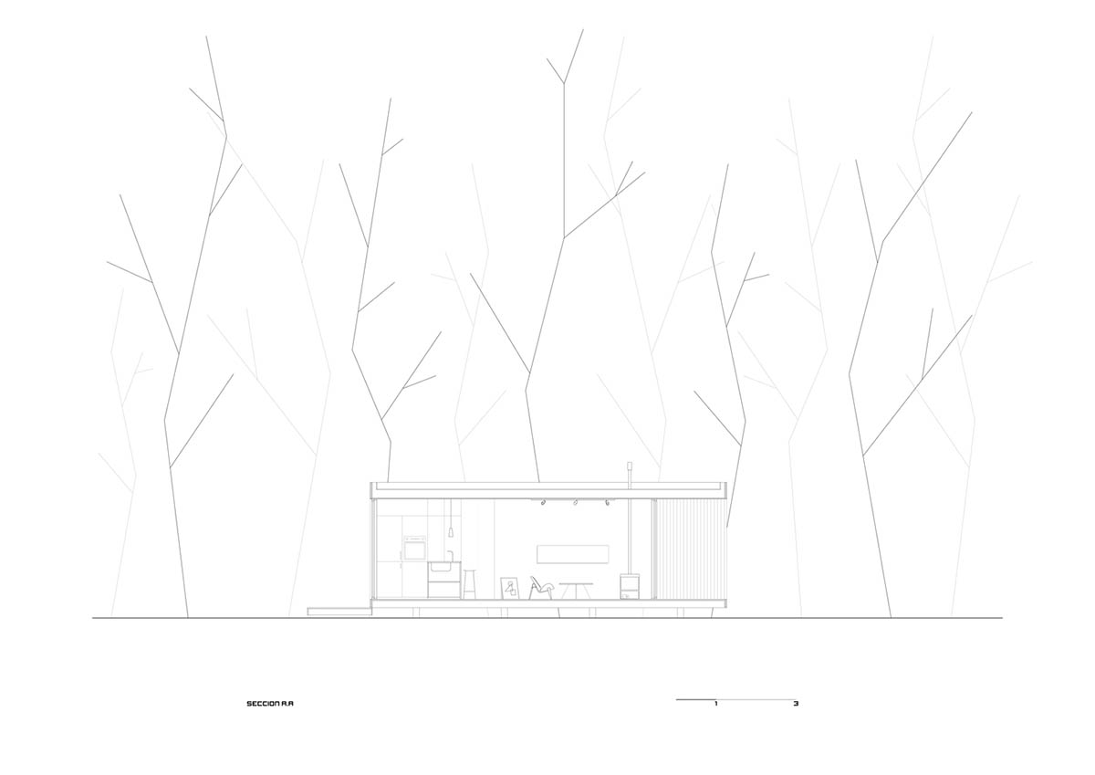 Black wooden cabin by iHouse estudio is an off-grid escape home in Uruguayan native forest