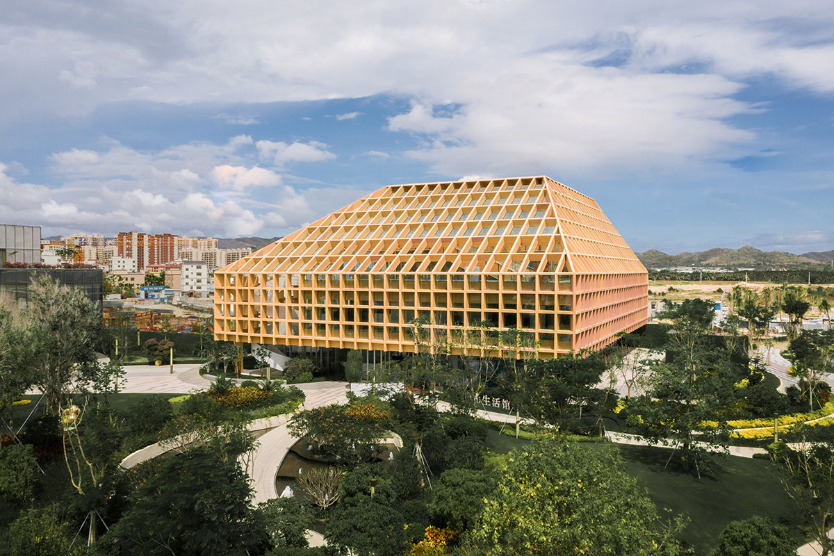 CLOU architects designs Sanya Farm Lab with deep grid modules in China