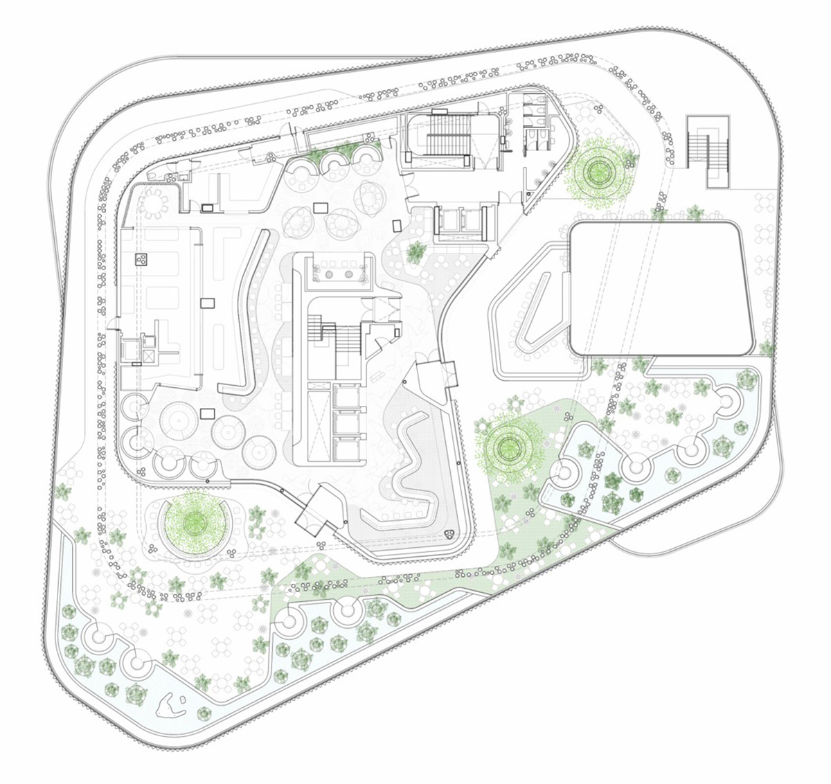 Leisure complex by Clavel Arquitectos features 22-metre cantilevered pool on each side in Spain