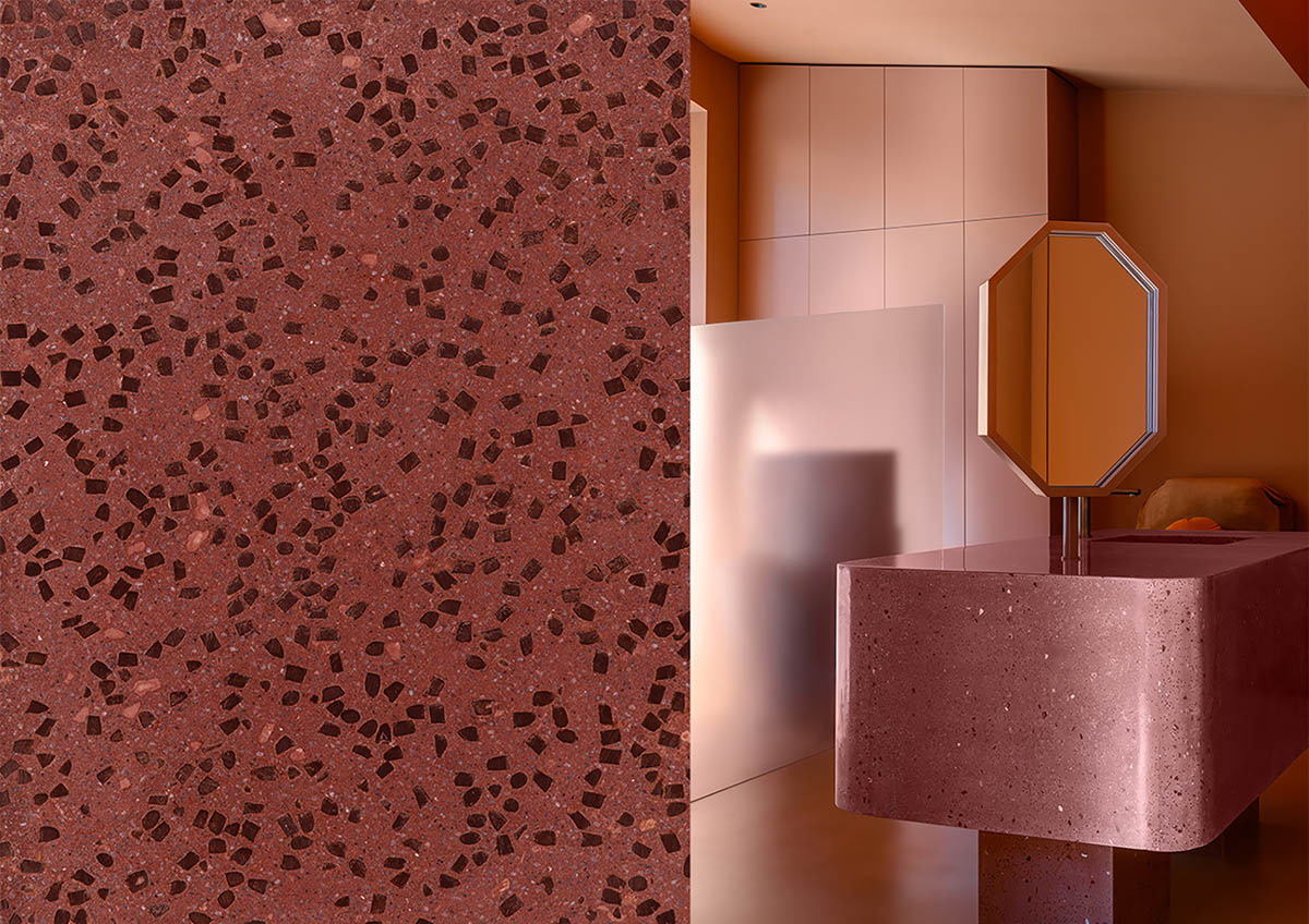 Bold peachy colors define interiors of nail flag store designed by 8877 Interiors in Shanghai 