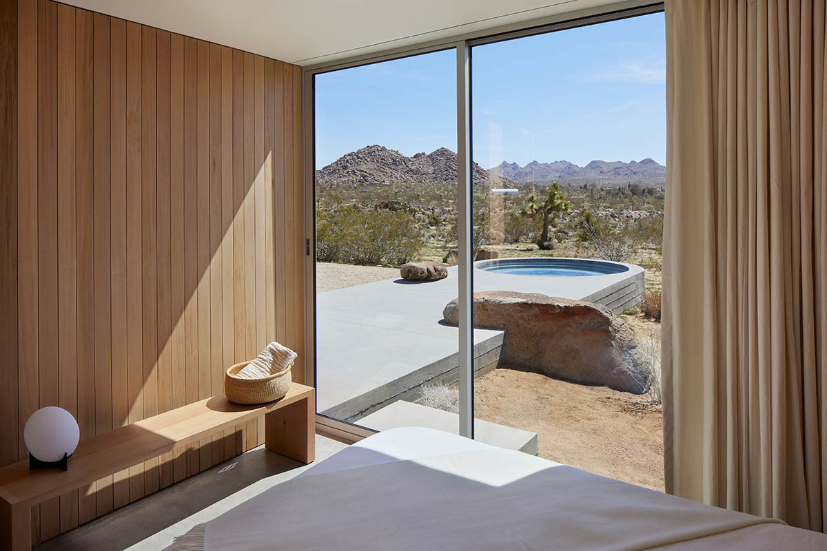 Industry of All Nations built a wooden pavilion in the rugged natural landscape of the Mojave Desert