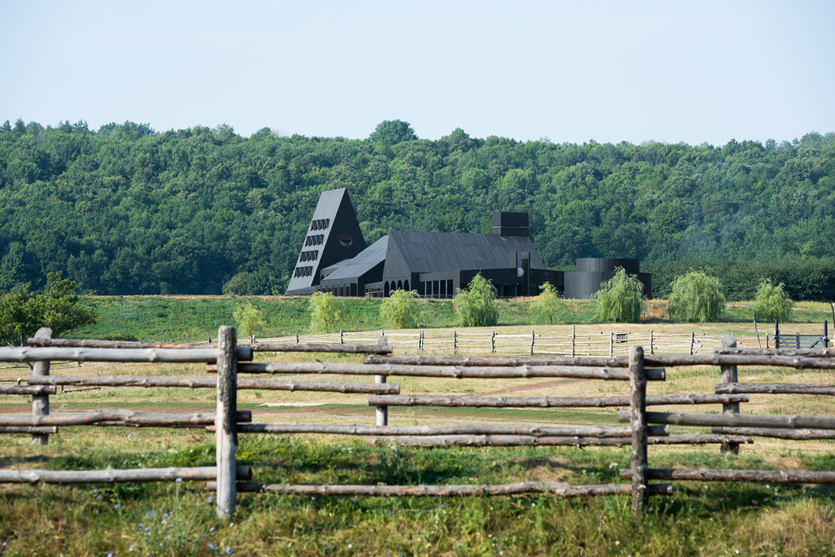 Hospitality Center is an ensemble of different black wooden buildings in Russian Lipetsk region