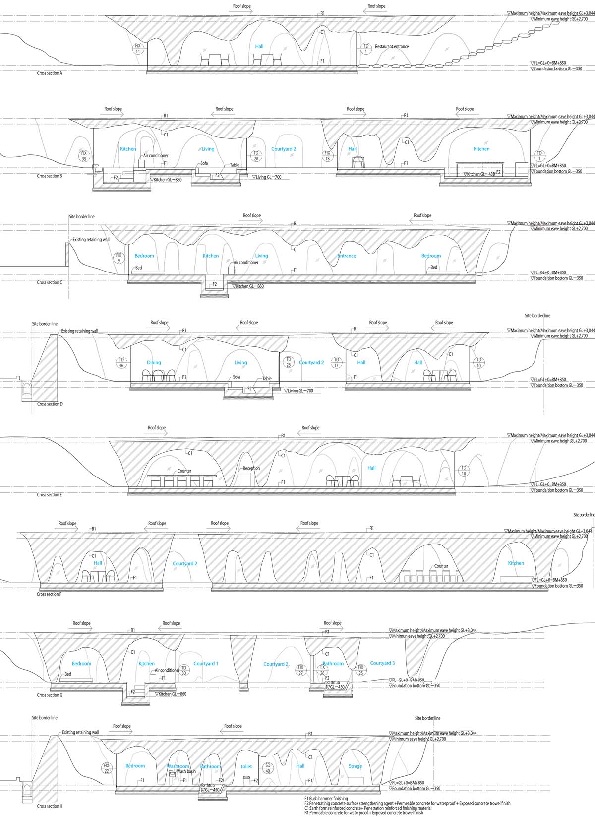 Junya.Ishigami+Associates reveals cave-like house and restaurant in earth form in Japan 