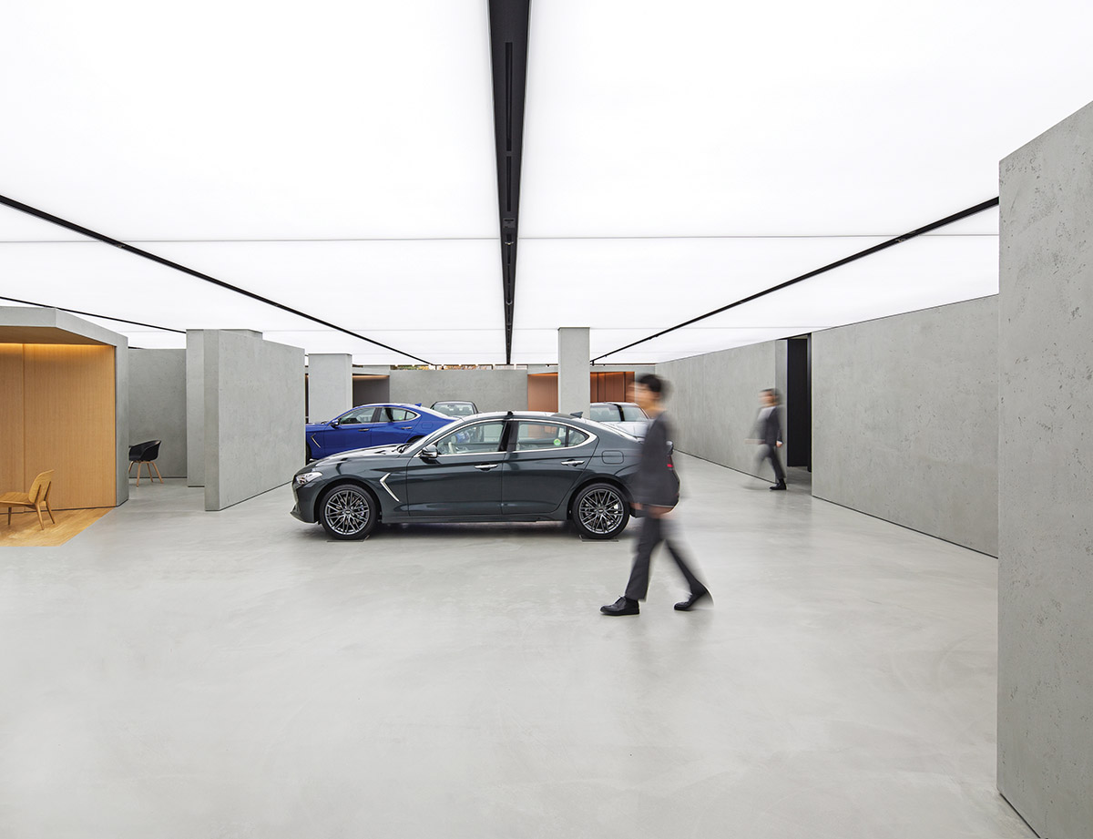 OMA / AMO's new Hundai's Genesis showroom presents cars like 
