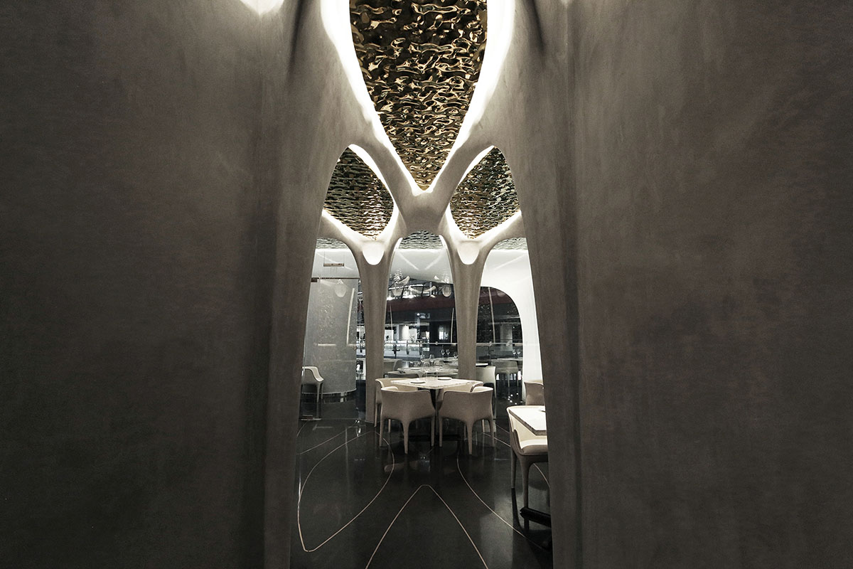 CAA Architects creates flower-like double-deck terrace in the interior of restaurant in Beijing