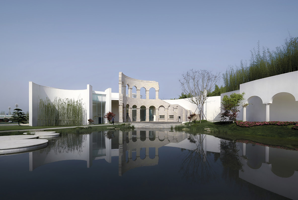 aoe designs reception center synthesizing Italian and Sino