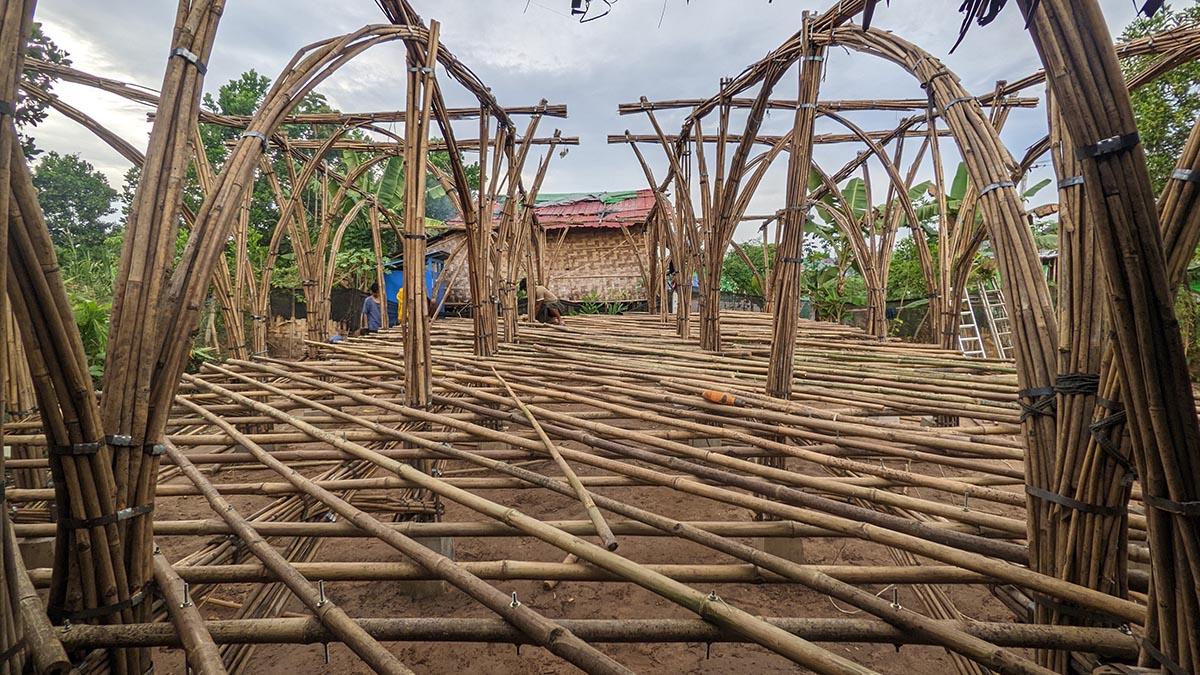 Blue Temple built affordable bamboo housing for displaced families at the price of a smartphone