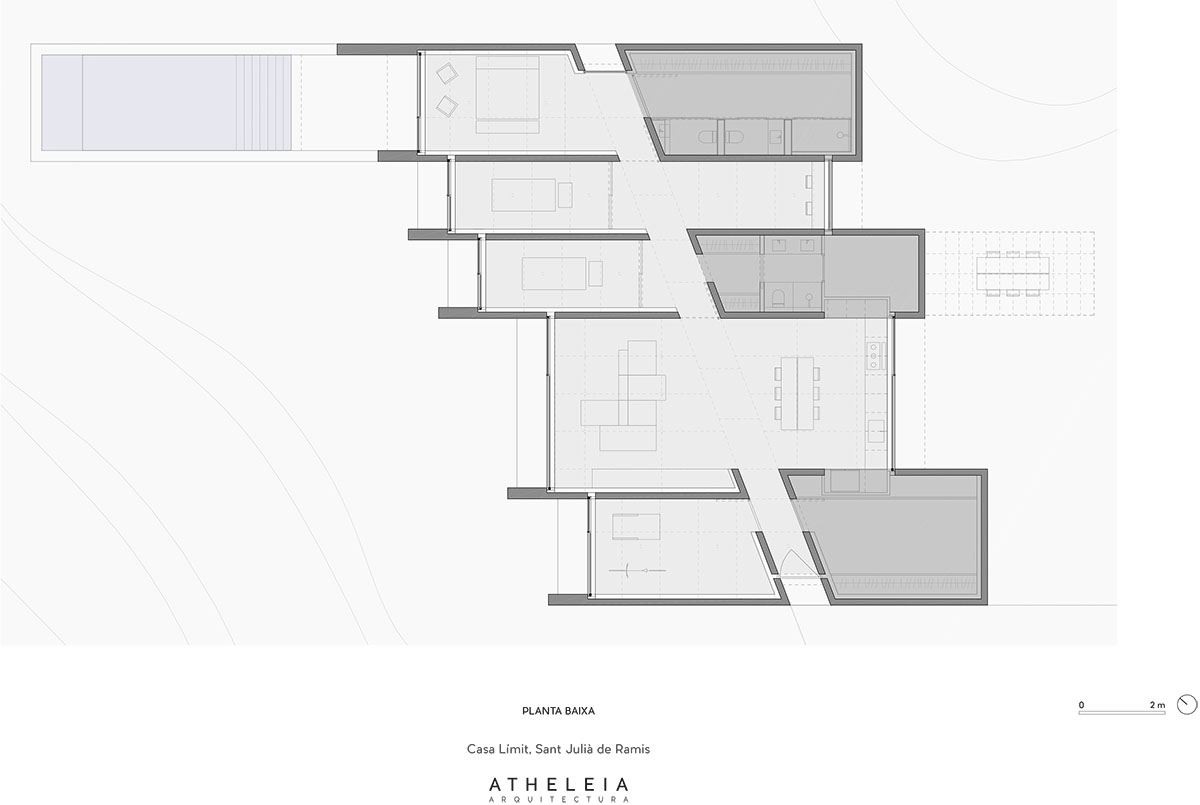 Atheleia Arquitectura designs Límit House featuring parallel walls to capture views in Spain