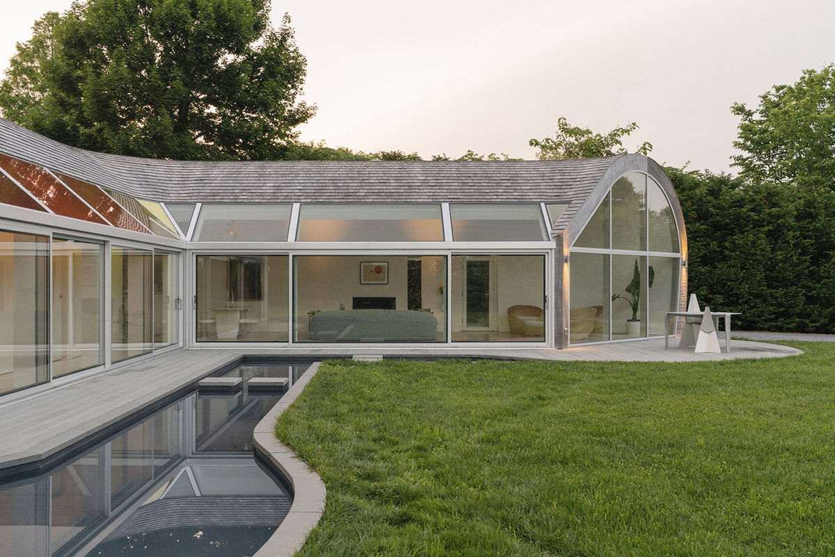 nea studio's cocoon-shaped residence in Long Island acts as a