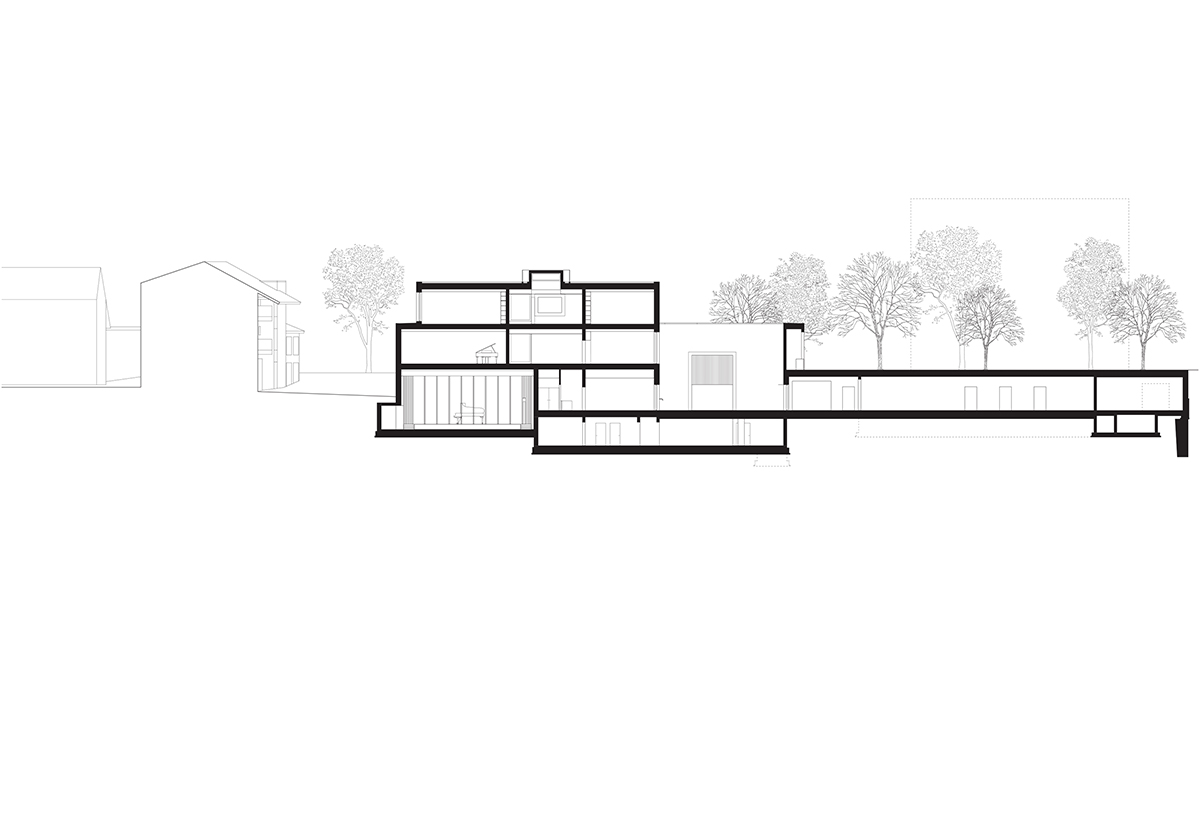 Carlana Mezzalira Pentimalli built music school with cut out and red-pigmented volumes in Italy