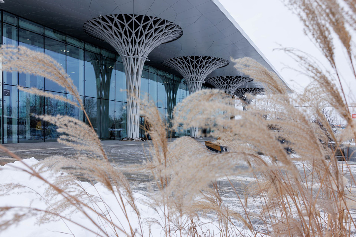 Organic tree-like columns are combined with linear canopy for Metropolitan Station in Lublin 