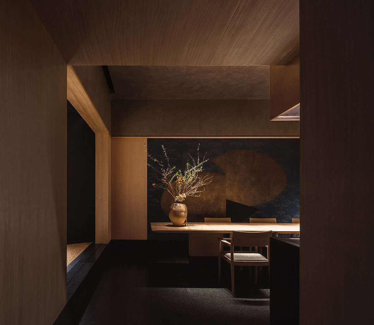 Nature Times Art Design creates tranquil dining space for Teng Restaurant in a sealed box form