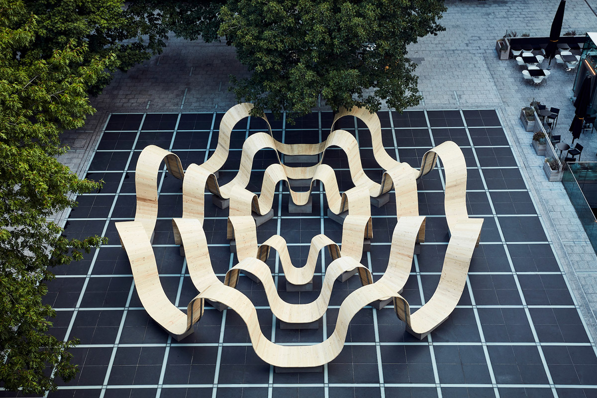 Paul Cocksedge creates curved installation that responds to different movements of visitors at LDF