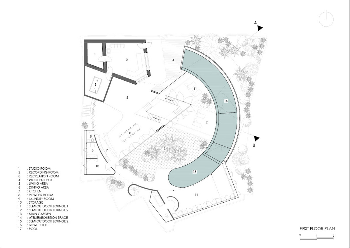 Alexis Dornier's cross-shaped house elevated on stilts to include continuous living space underneath