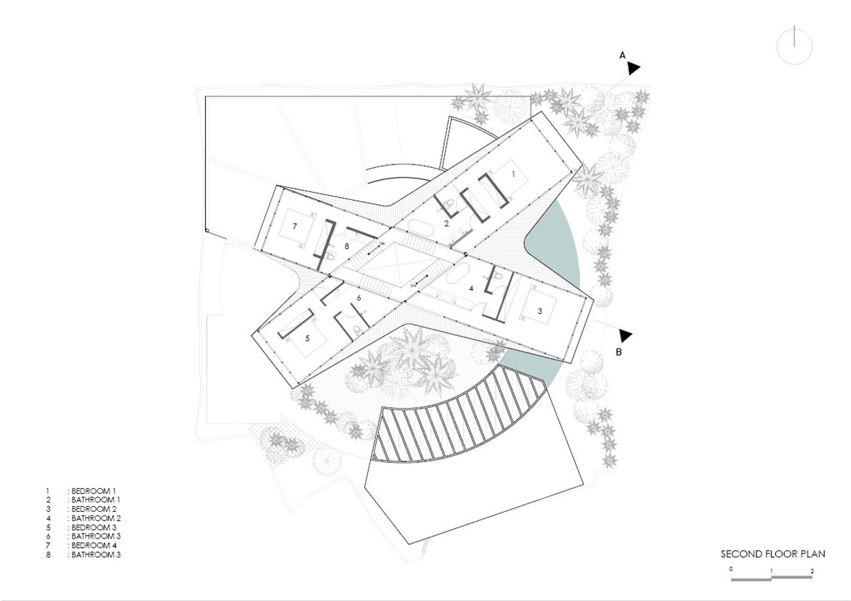 Alexis Dornier's cross-shaped house elevated on stilts to include continuous living space underneath