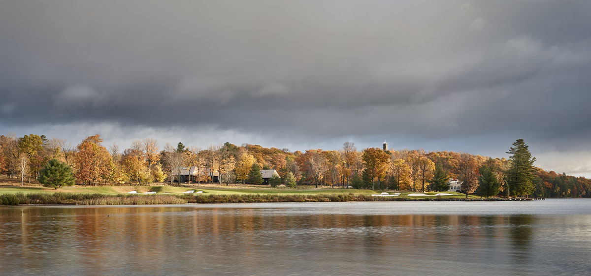MacKay-Lyons Sweetapple Architects completes island cabins with extruded roofs among pine trees