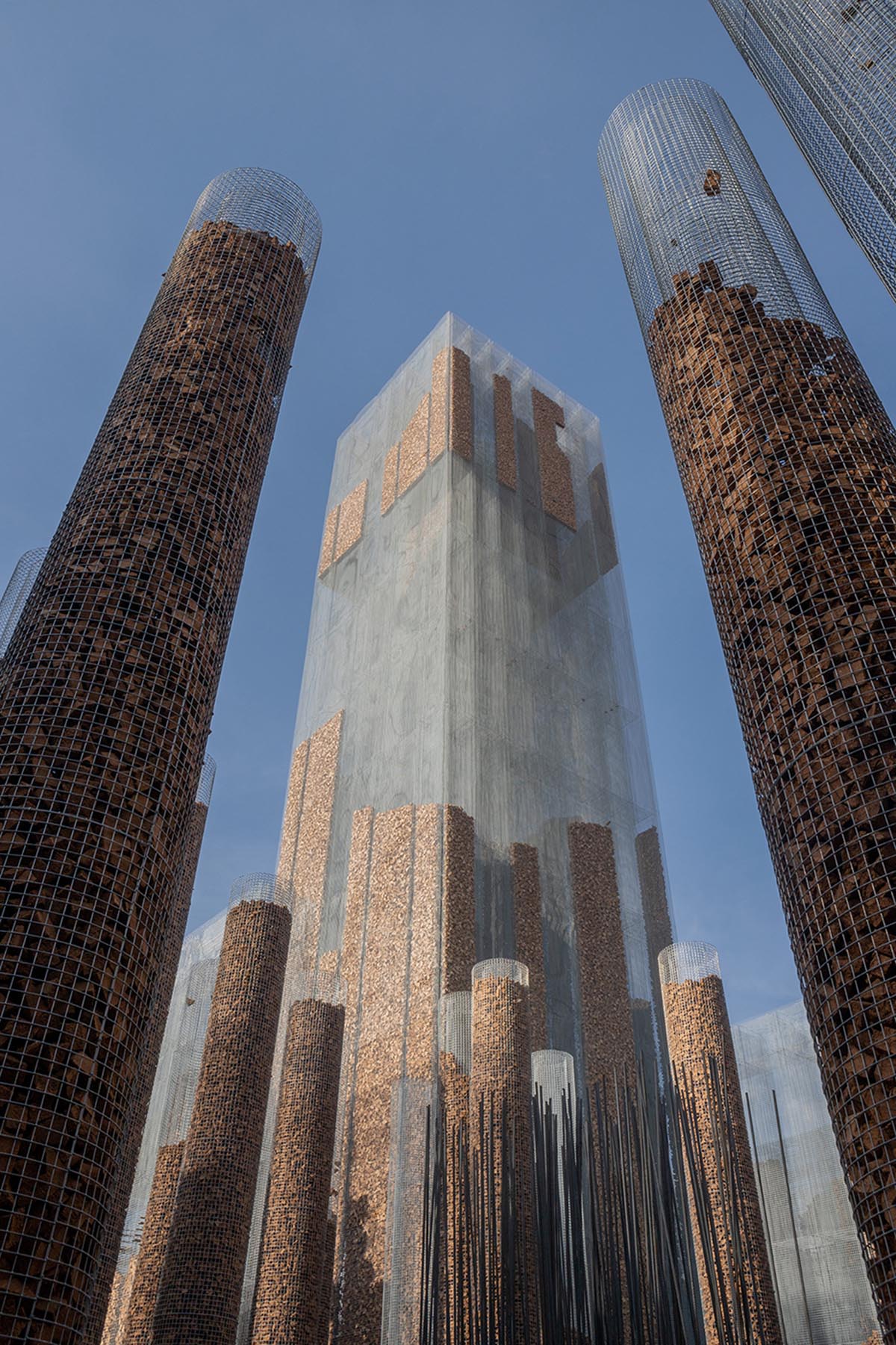 Studio Studio Studio combines wire mesh with cork for this experiential pavilion in Riyadh