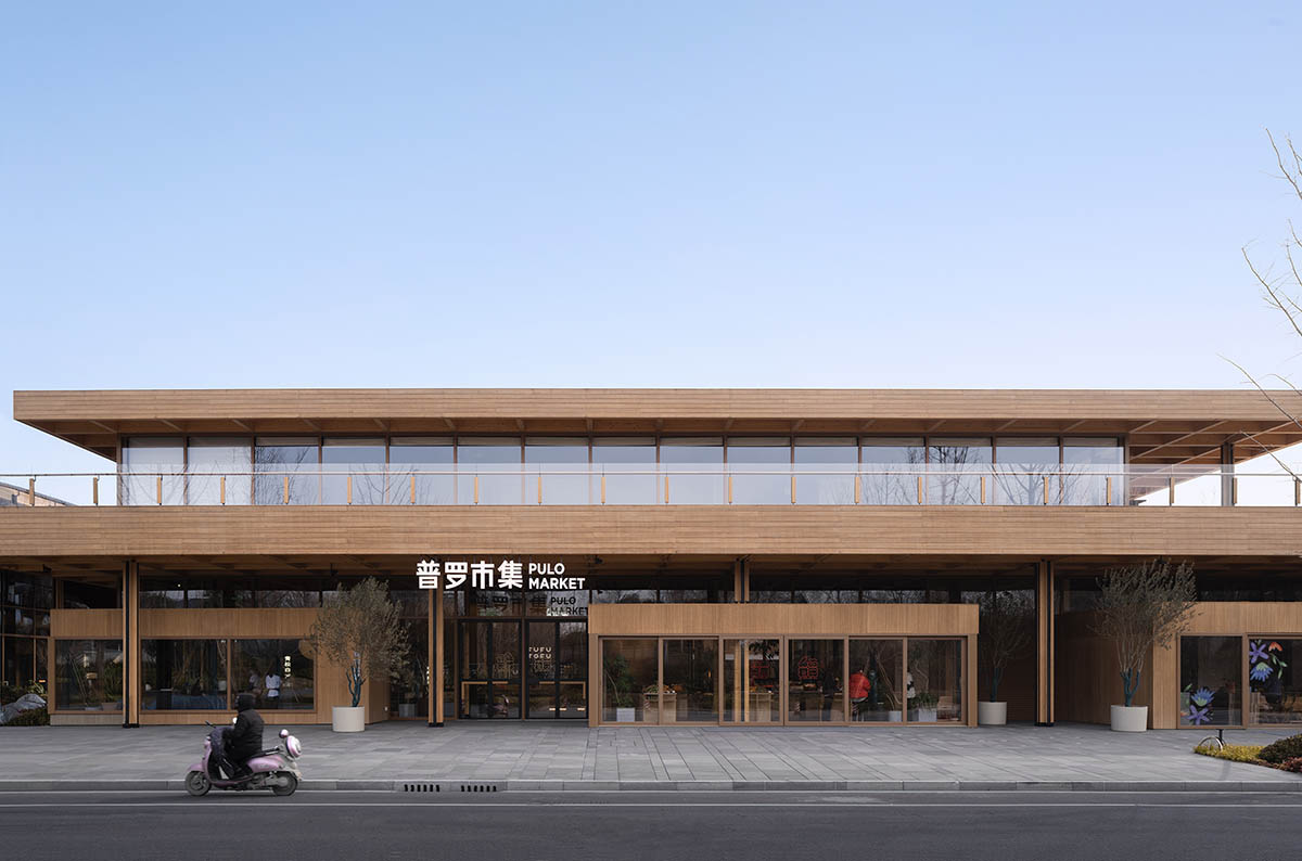 Community market by a9a rchitects features modular spaces from reusable wood in Henan