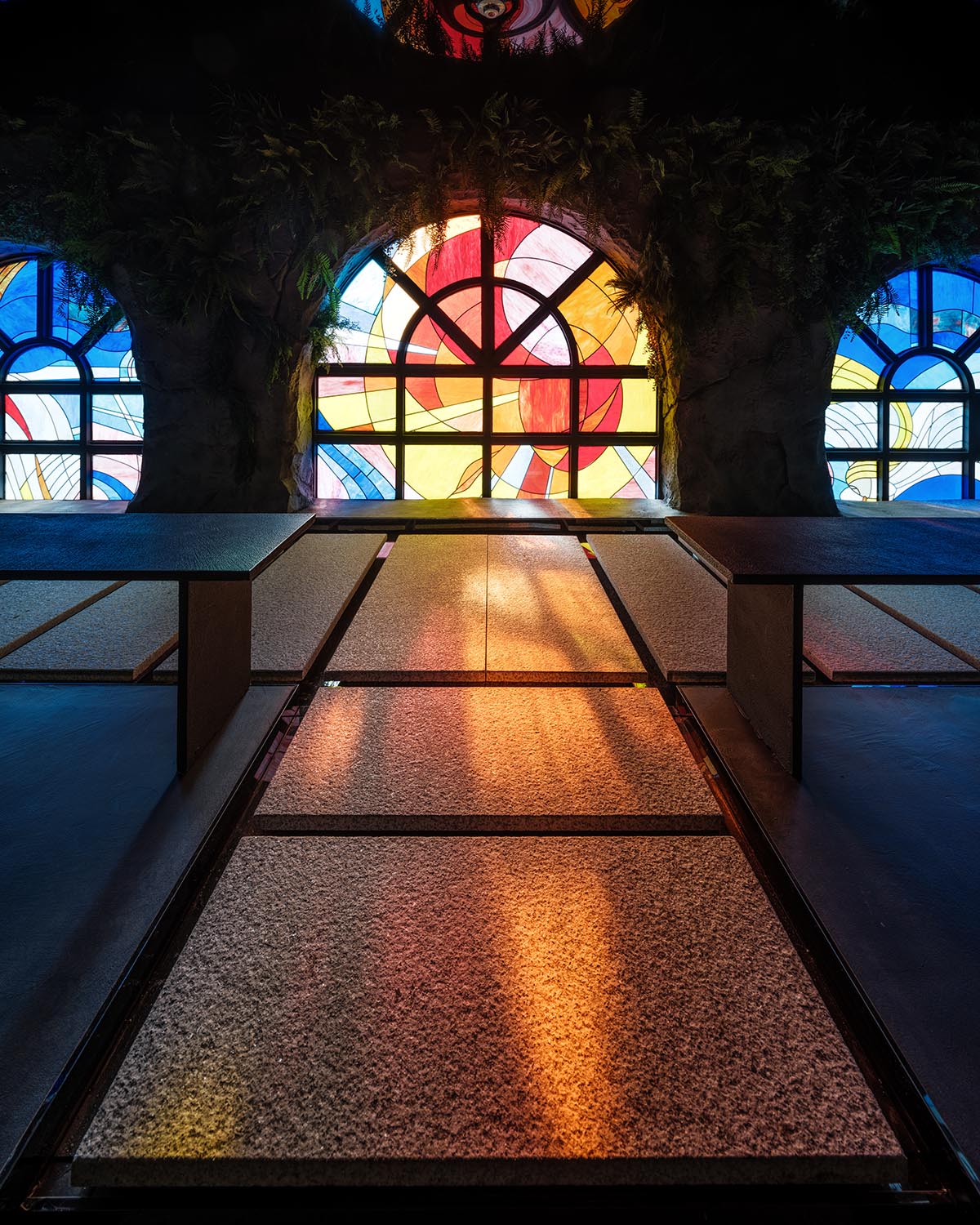 NONE SPACE mimics forests and caves in the interiors of a 120-year-old church in South Korea 