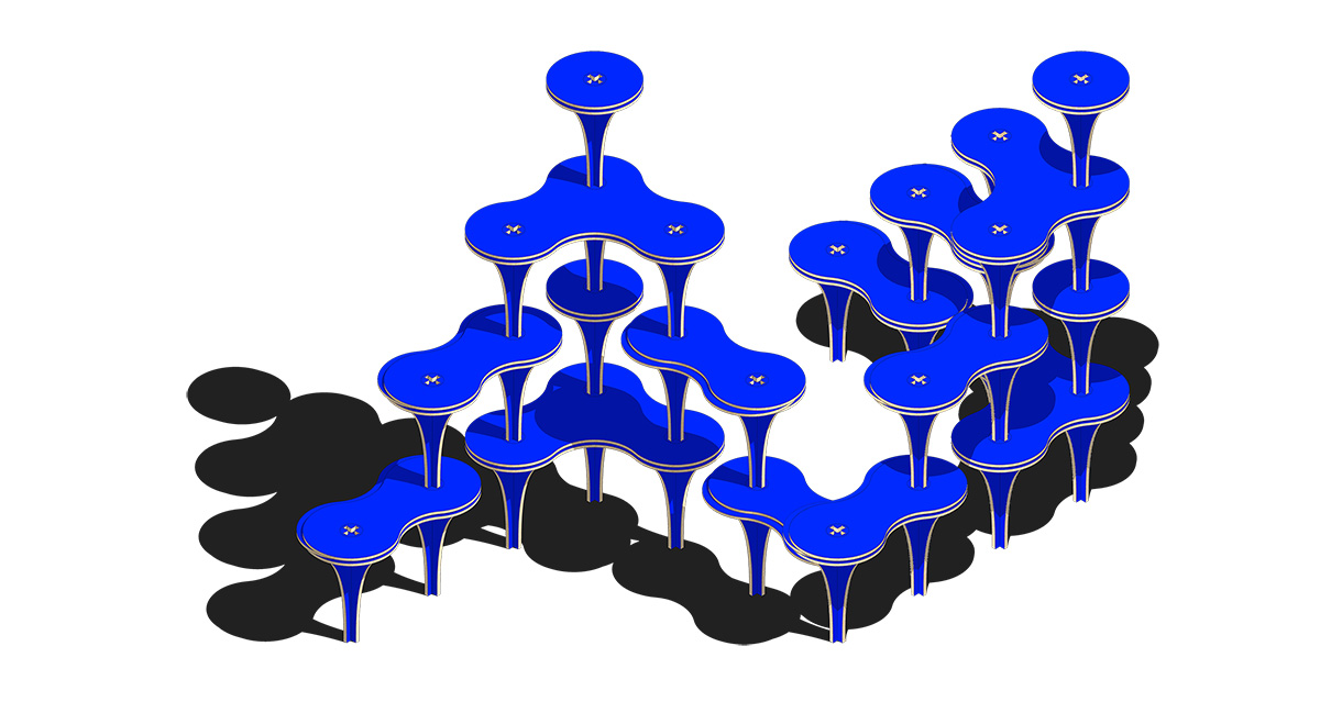 Various Associates used recycled materials to build pavilion reducing waste in an exhibition area