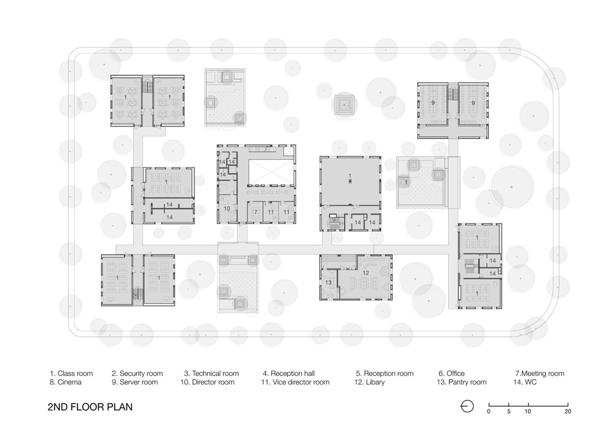 Multi-level circulation paths and gardens activate VTN Architects' Educational Center in Hanoi