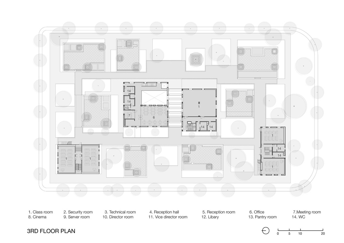 Multi-level circulation paths and gardens activate VTN Architects' Educational Center in Hanoi