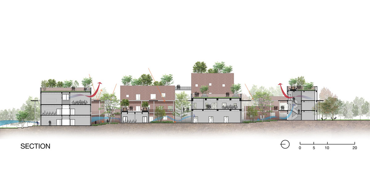 Multi-level circulation paths and gardens activate VTN Architects' Educational Center in Hanoi