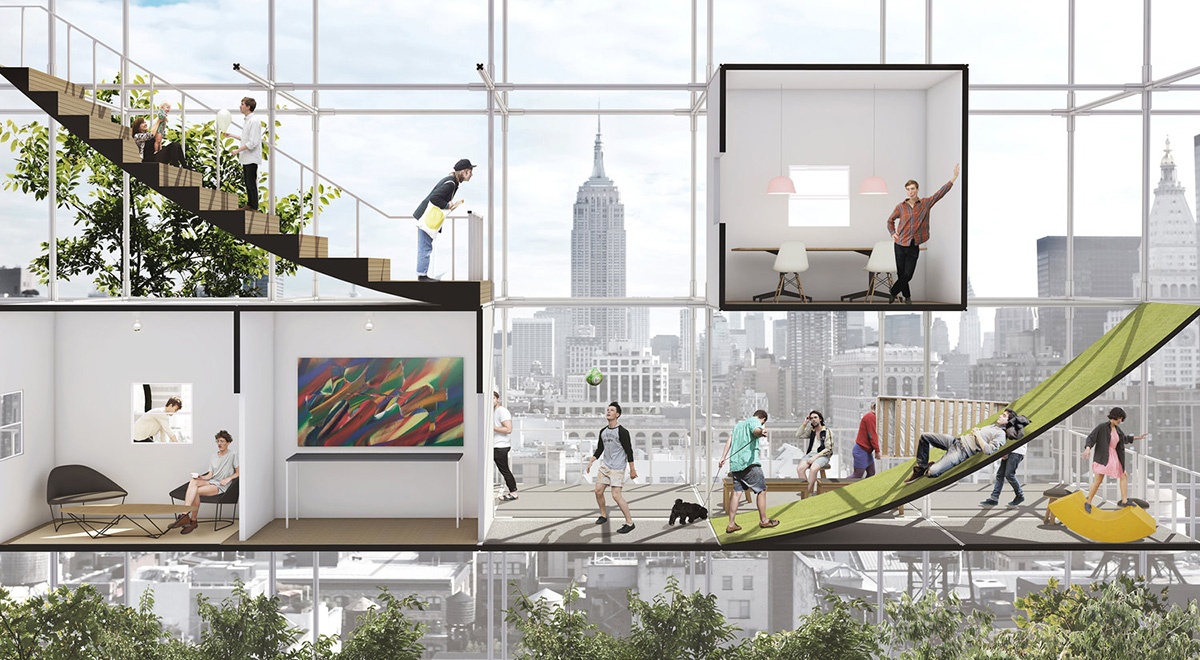Beomki Lee and Chang Kyu Lee propose moveable city for New York’s abandoned air-right spaces