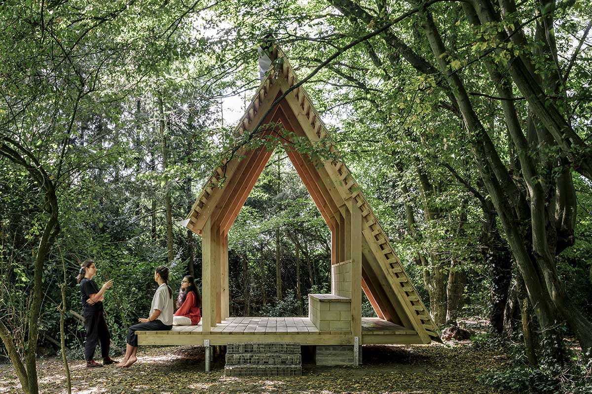 Hasselt University students built Building Beyond Pastorie Pavilion from reclaimed materials