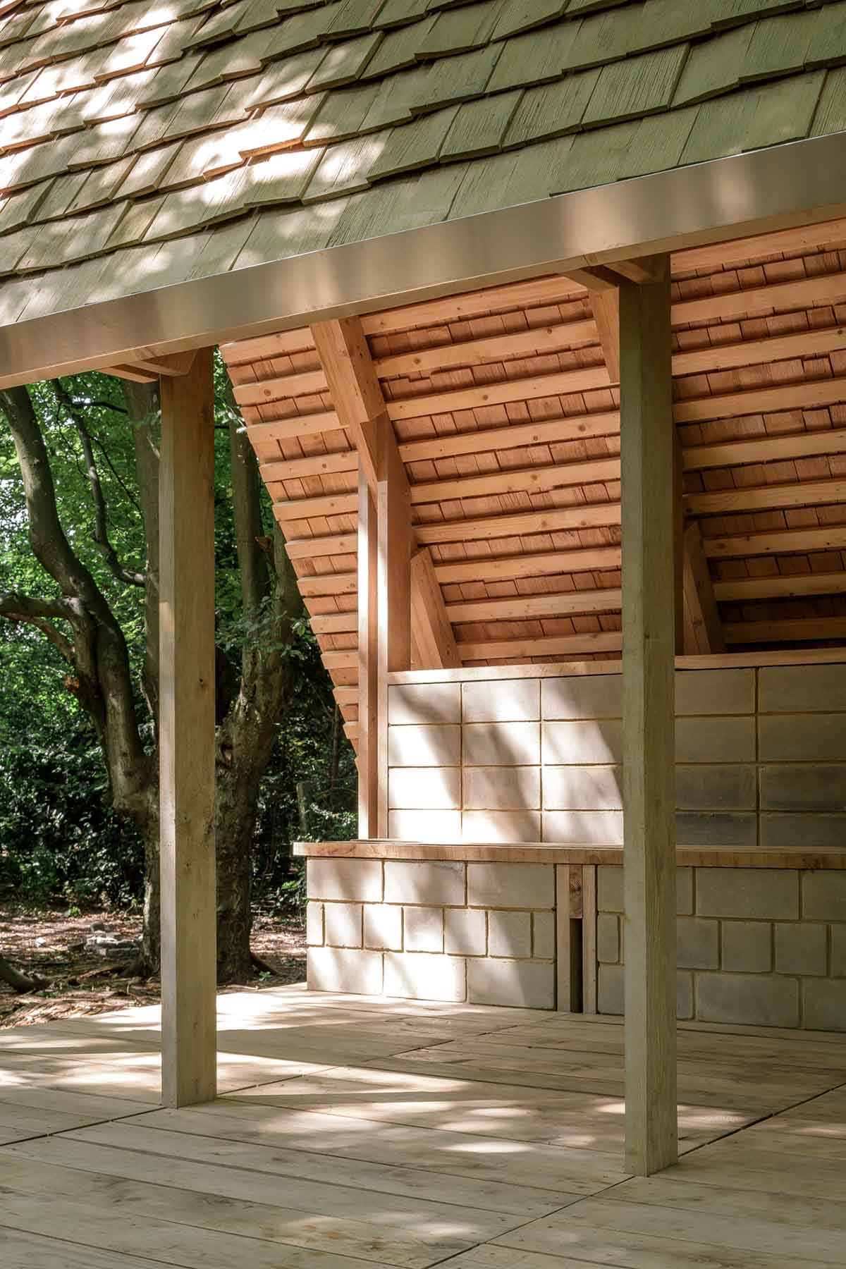 Hasselt University students built Building Beyond Pastorie Pavilion from reclaimed materials