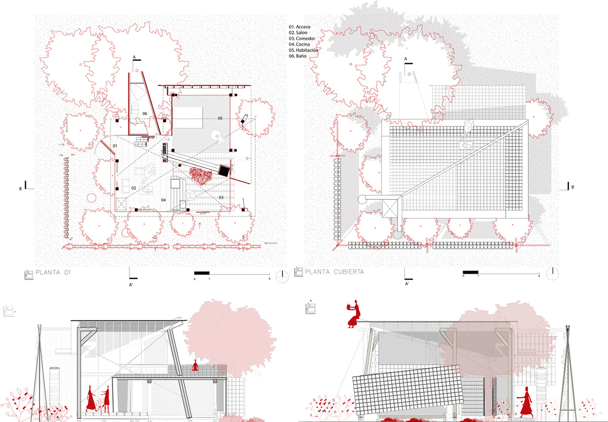 Daniel Moreno Flores creates welcoming screen with hanging tiles to mark this house in Ecuador