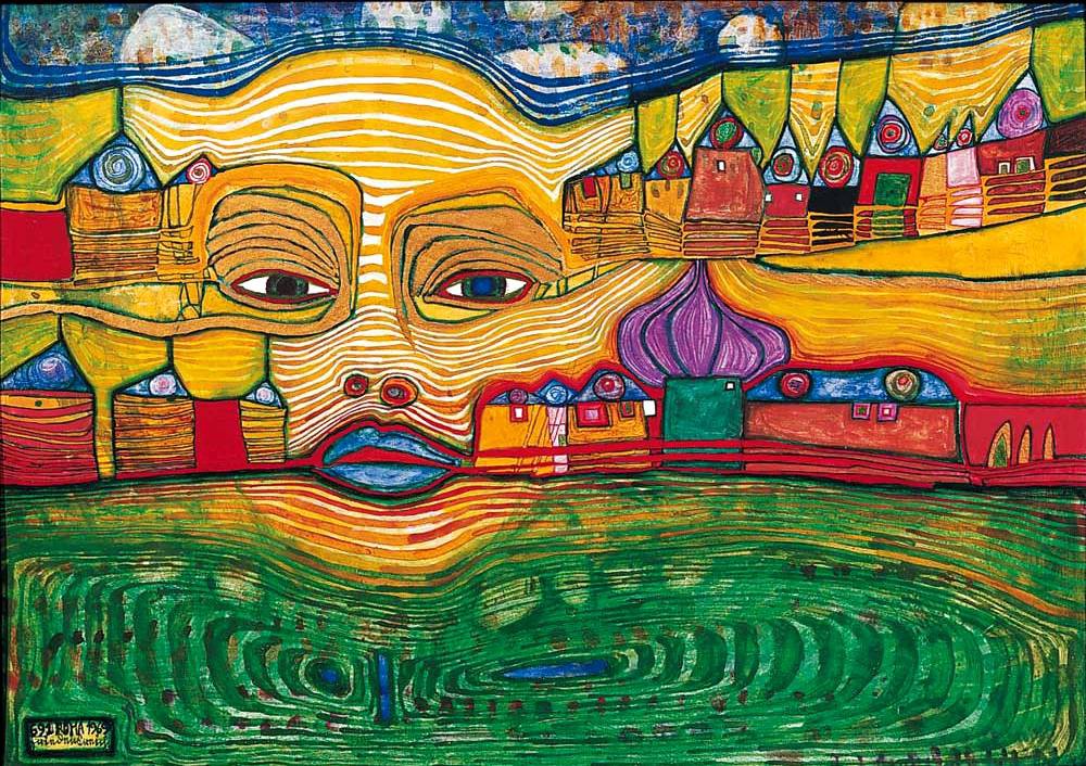 Organic Landscape of Hundertwasser Reanimated in Atelier des lumieres Paris