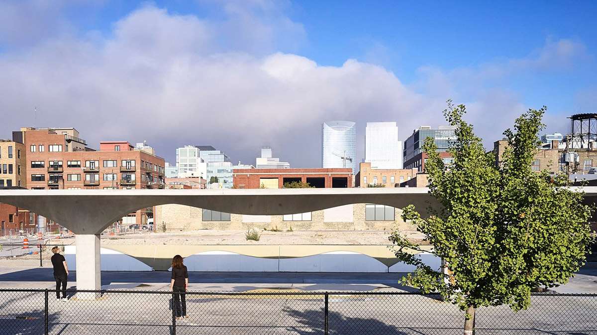 SOM's curvy slabbed concrete pavilion reduces carbon footprint for high-rise buildings