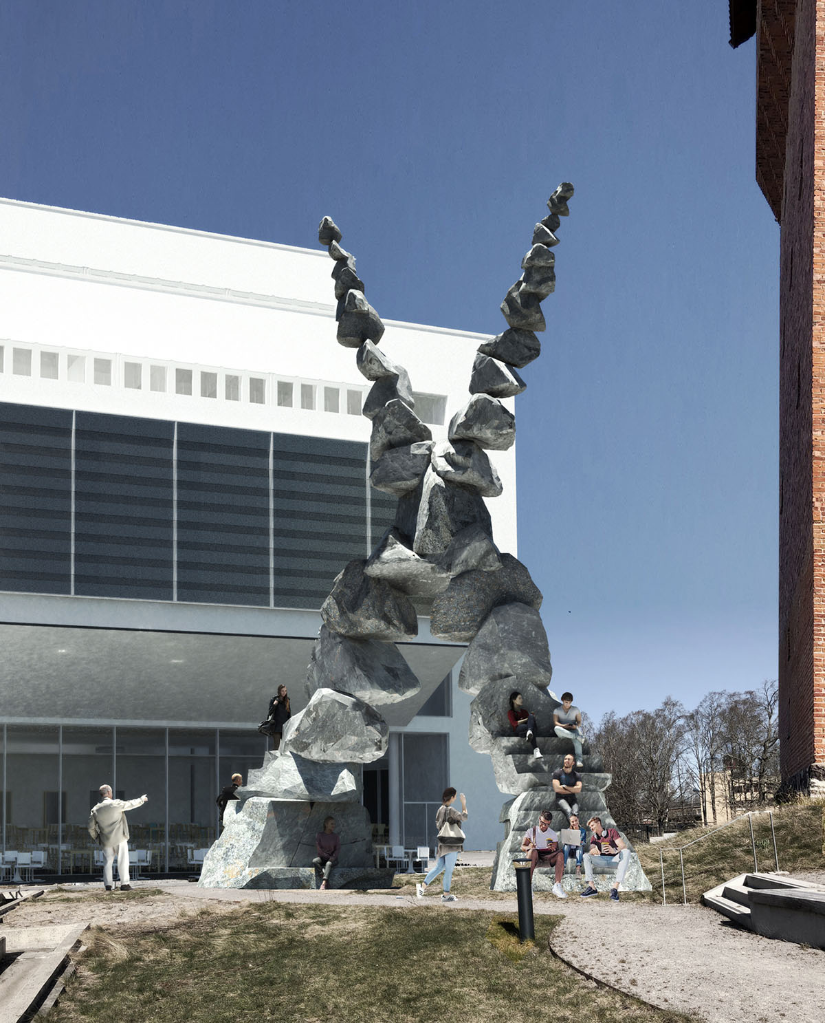 Ulf Mejergren Architects releases X pavilion made of stacking stones