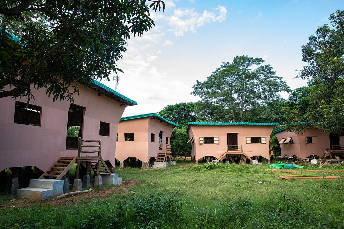 Blue Temple built affordable bamboo housing for displaced families at the price of a smartphone