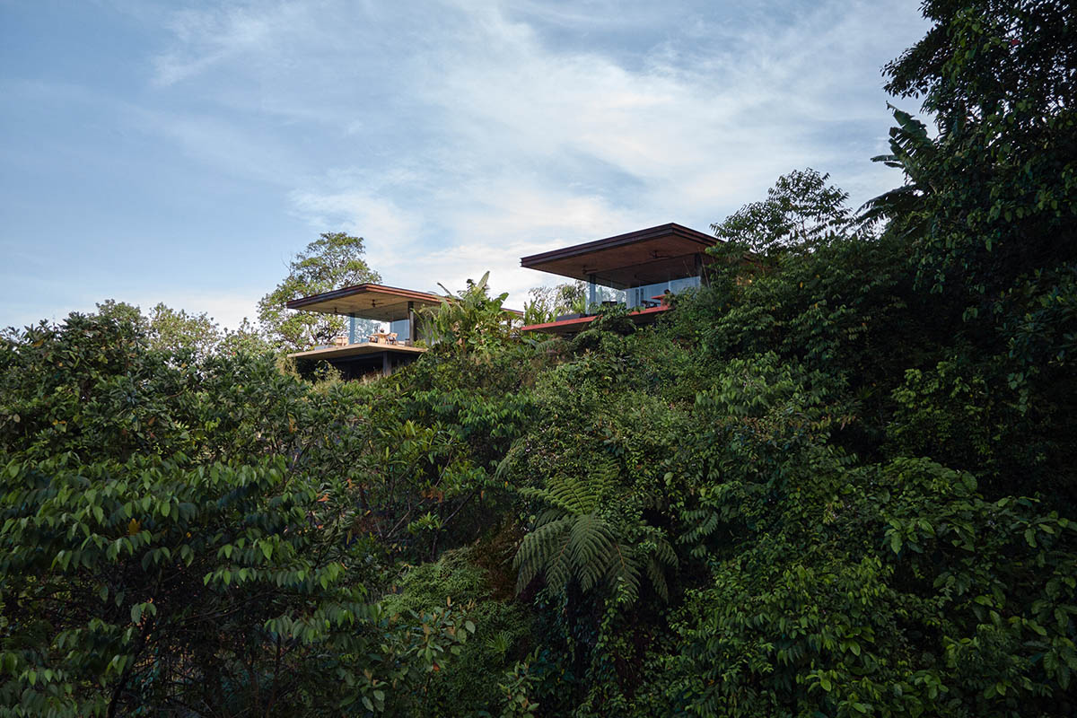 Twin rammed earth villas feature 