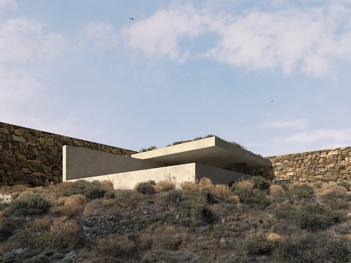 ONUS Architecture Studio designs a net-zero residence embedded in the cycladic terrain in Greece 