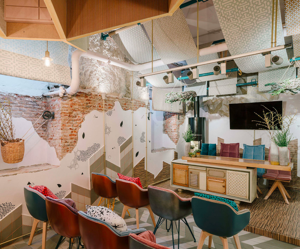 Izaskun Chinchilla created an auditorium that consists of many layers of fabric, texture and colors