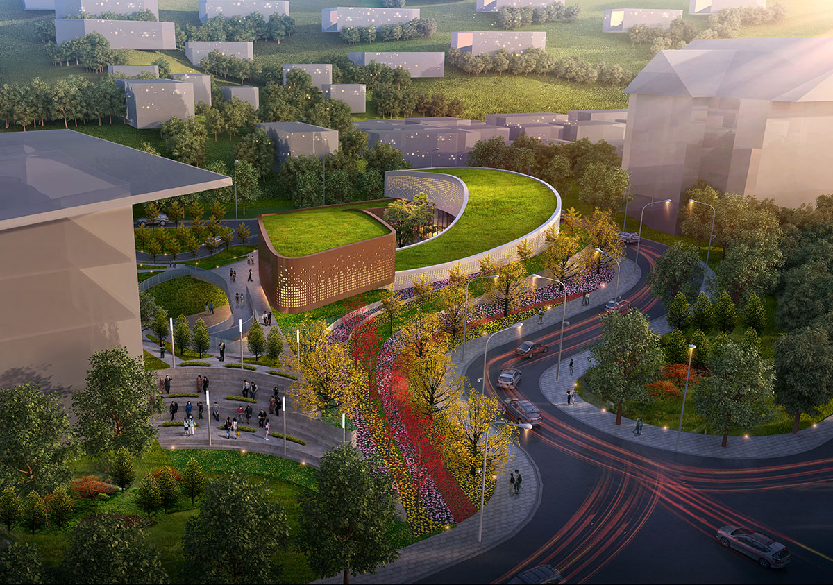 Group GSA unveils plans for curled Four Season Town reception Center in Beijing