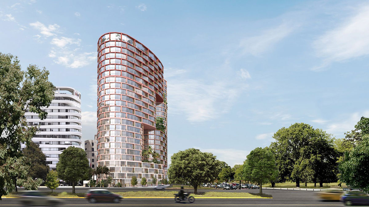 BIG designs earthy-colored and rounded tower in Ecuador