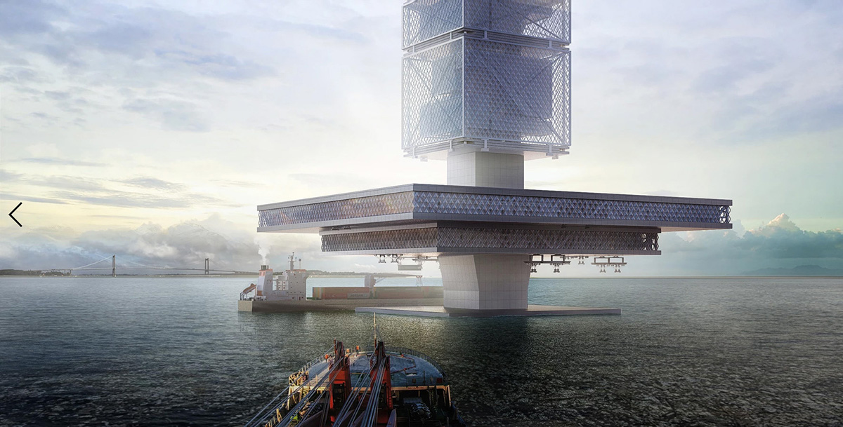 Honglin Li's floating skyscraper converts waste into energy in the Great Pacific Garbage Patch