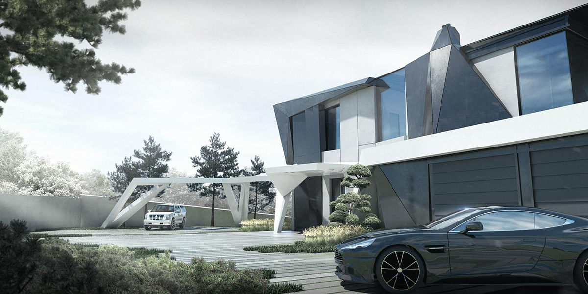 Simon Rastorguev designed Parametric Residence with multifunctional folded surfaces