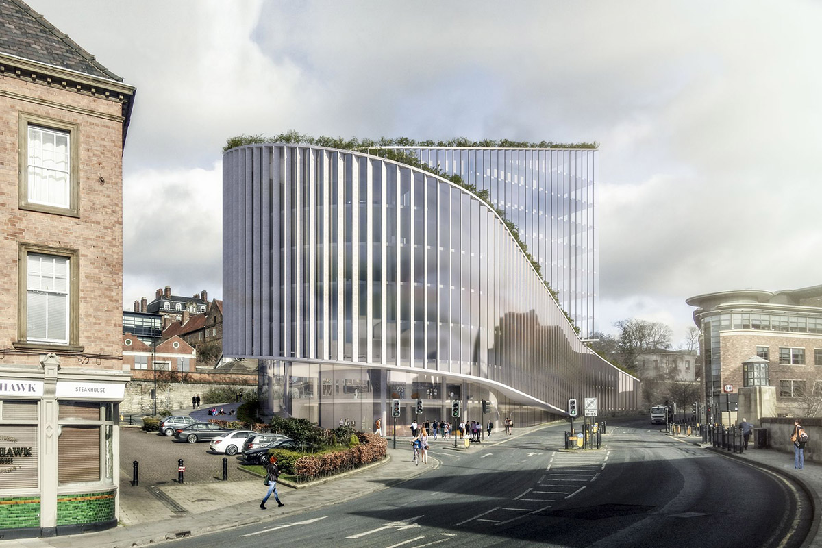 Bjarke Ingels Group adds ribbon-like office building to Newcastle's skyline